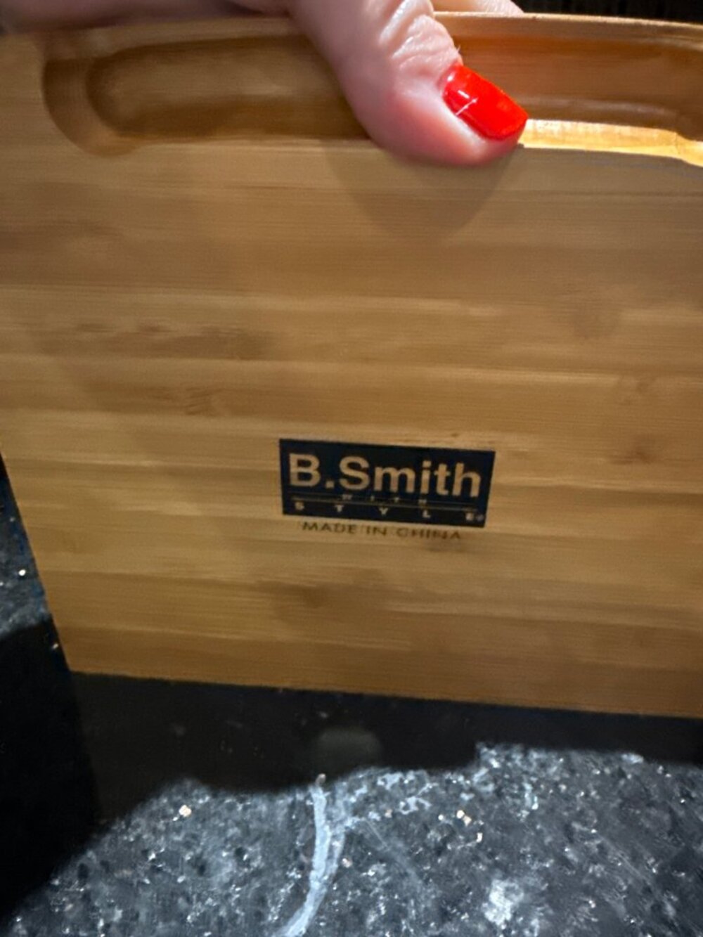 B. Smith Marble & Bamboo Cheese Board Set with 4 Cheese Tools